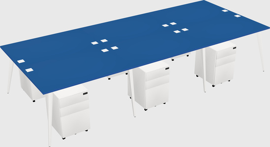 Shared rectangular office desk system