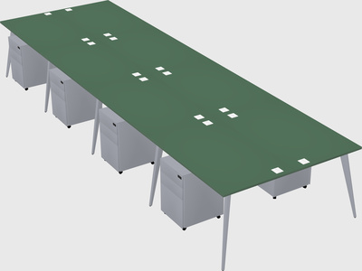Shared rectangular office desk system