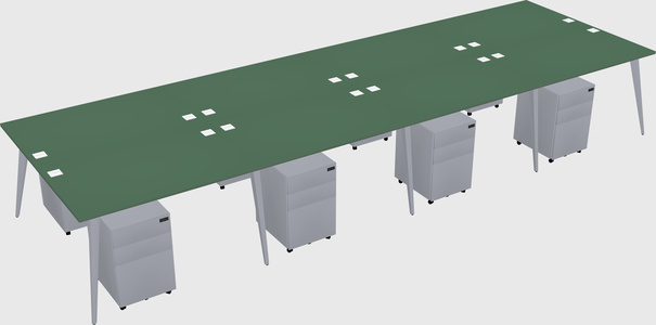 Shared rectangular office desk system