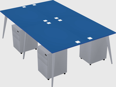 Shared rectangular office desk system