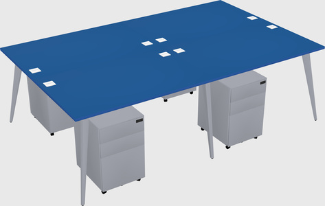 Shared rectangular office desk system