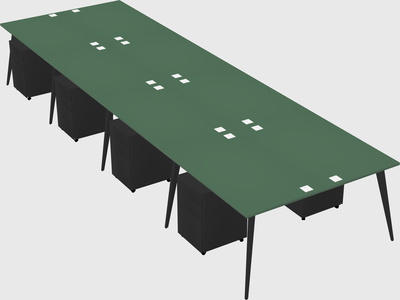 Shared rectangular office desk system