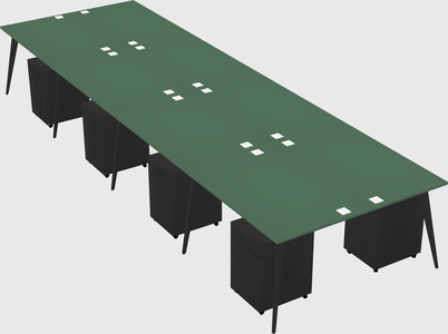 Shared rectangular office desk system