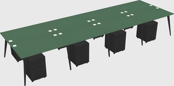 Shared rectangular office desk system
