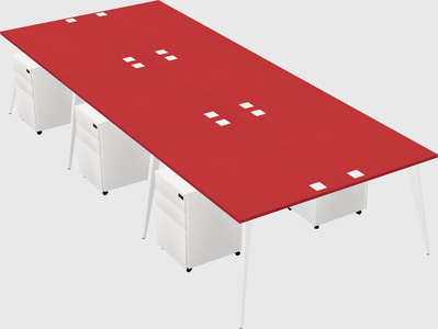 Shared rectangular office desk system