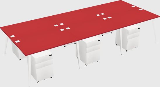 Shared rectangular office desk system