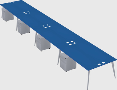 Shared rectangular office desk system