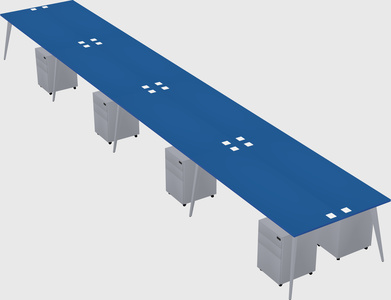 Shared rectangular office desk system