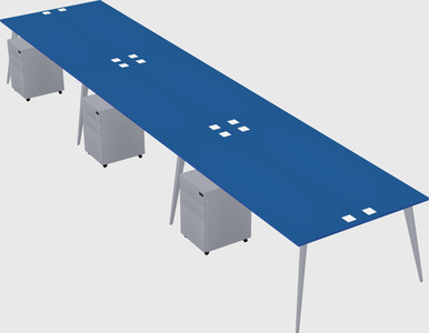 Shared rectangular office desk system