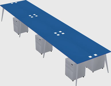 Shared rectangular office desk system