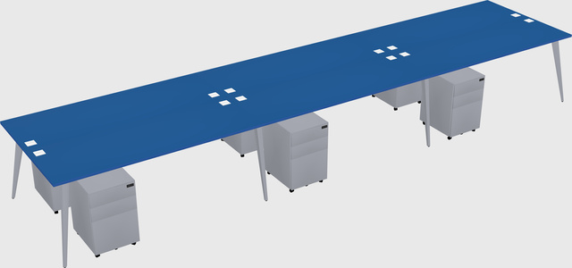 Shared rectangular office desk system