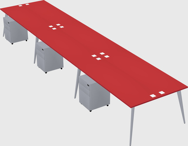 Shared rectangular office desk system