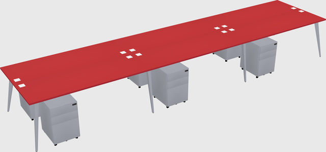 Shared rectangular office desk system