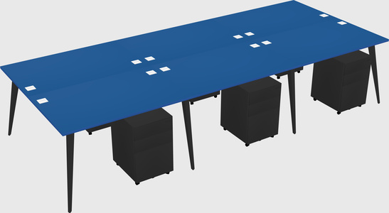 Shared rectangular office desk system