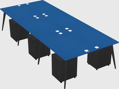 Shared rectangular office desk system
