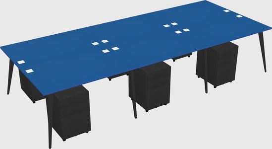 Shared rectangular office desk system