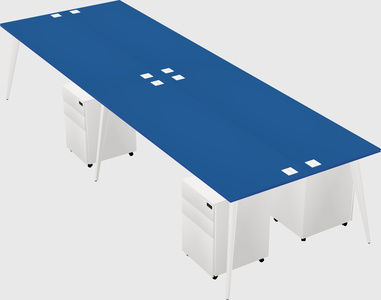 Shared rectangular office desk system