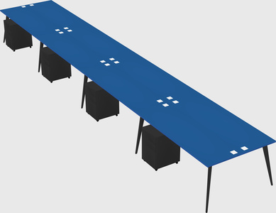 Shared rectangular office desk system