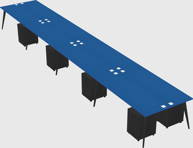 Shared rectangular office desk system
