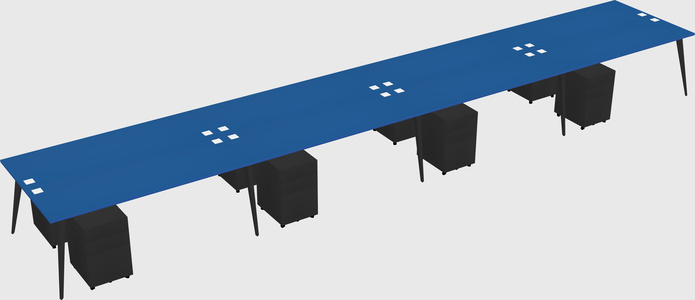 Shared rectangular office desk system