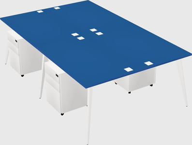 Shared rectangular office desk system