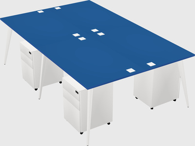 Shared rectangular office desk system