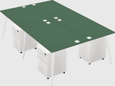 Shared rectangular office desk system