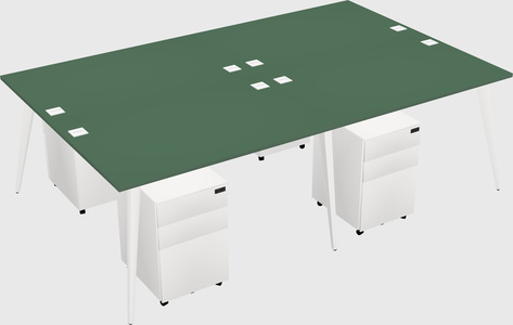 Shared rectangular office desk system