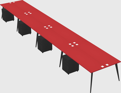 Shared rectangular office desk system