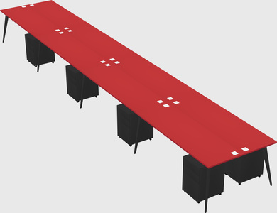 Shared rectangular office desk system