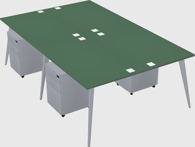 Shared rectangular office desk system