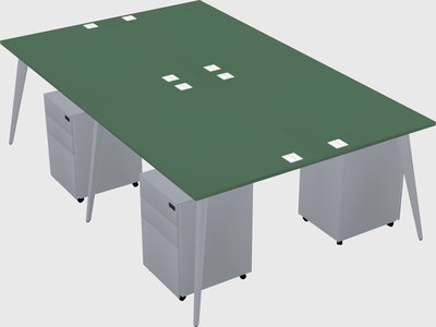 Shared rectangular office desk system