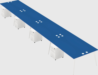 Shared rectangular office desk system