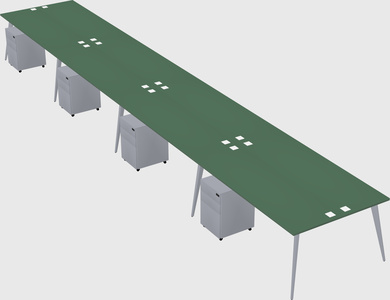 Shared rectangular office desk system