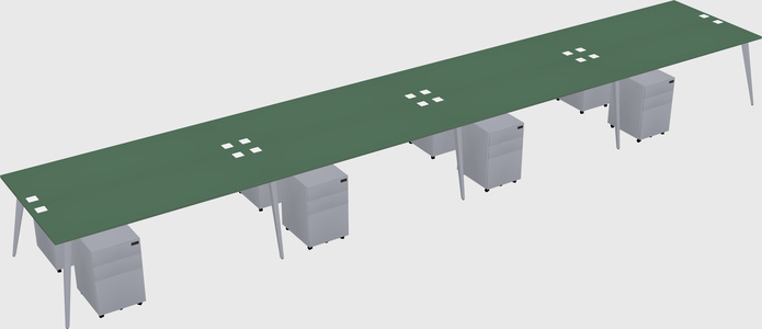 Shared rectangular office desk system