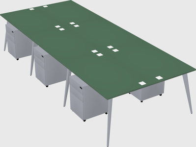 Shared rectangular office desk system