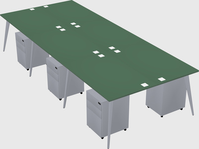 Shared rectangular office desk system