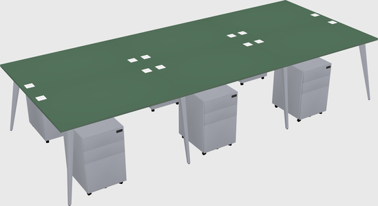 Shared rectangular office desk system