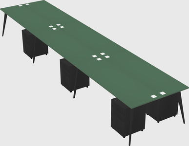 Shared rectangular office desk system