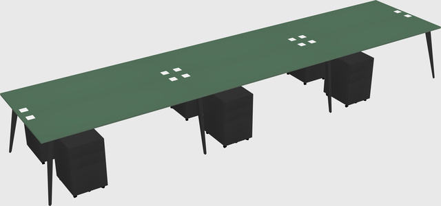 Shared rectangular office desk system