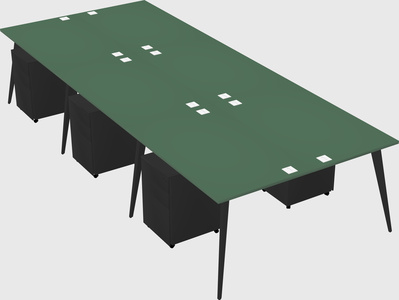 Shared rectangular office desk system