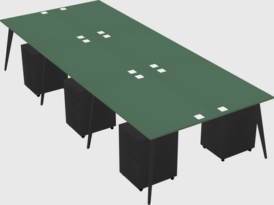 Shared rectangular office desk system