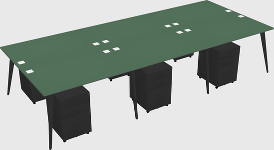 Shared rectangular office desk system