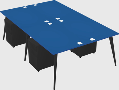 Shared rectangular office desk system