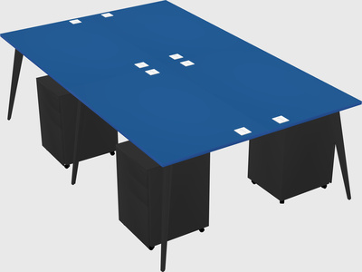 Shared rectangular office desk system