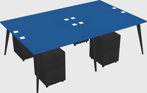 Shared rectangular office desk system