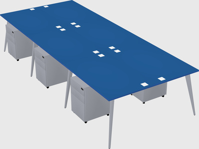 Shared rectangular office desk system