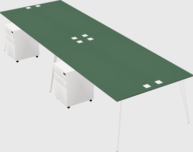 Shared rectangular office desk system
