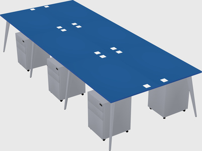 Shared rectangular office desk system