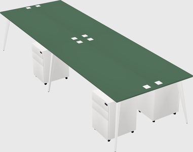 Shared rectangular office desk system